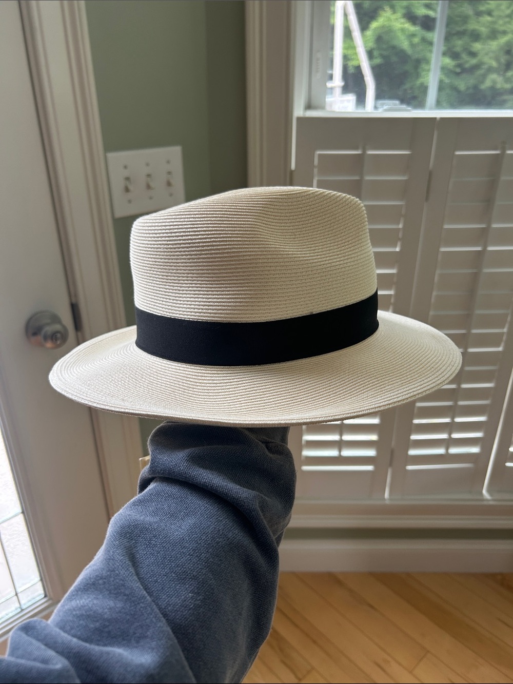 Men's Classic White Panama Hat with Black Band